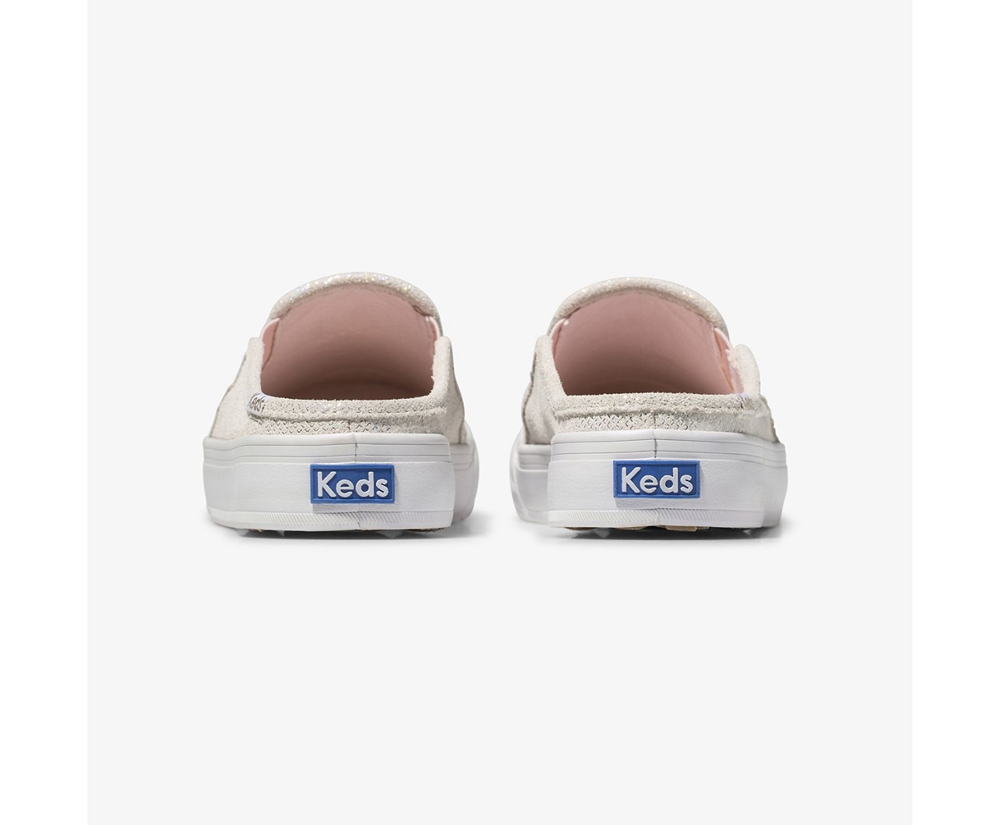 Mules Keds Mujer Blancos - Oh Joy! Double Decker Cuero - 2836-XGCEB